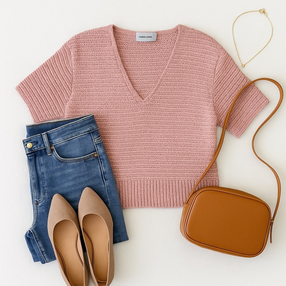 Rachel Comey Short Sleeve Crochet Sweater Pink Wool Blend Boxy Fit L in GUC - Picture 9 of 9